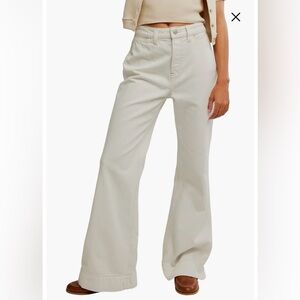 NWT We The Free Cerine High Rise Button Fly Bootcut Jeans Size 28 in Ecru